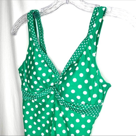Boden green and white polka dot twist one piece swimsuit 6 Small free shipping - Picture 4 of 7